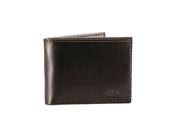 Deluxe Men's Bifold Wallet Classic Black English Bridle Leather Hand Made in USA