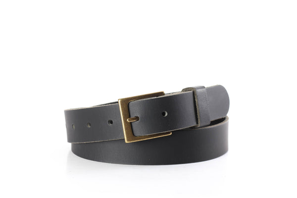 Full Grain Men's or Women's Genuine Buffalo 1 1/4" Dress/Casual Belt Matte Black Made in USA