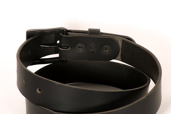 Full Grain Men's or Women's 1 1/4 Inch Wide Black Buffalo Leather Dress/Casual Belt Black Buckle USA Made