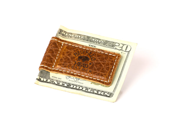 Men's Genuine Leather Magnetic Money Clip – Strong USA-Themed Design With Logo | Unisex Gift Idea, Holds Bills Securely