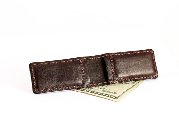 Magnetic Money Clip - English Bridle Leather - Dark Brown - Hand Made