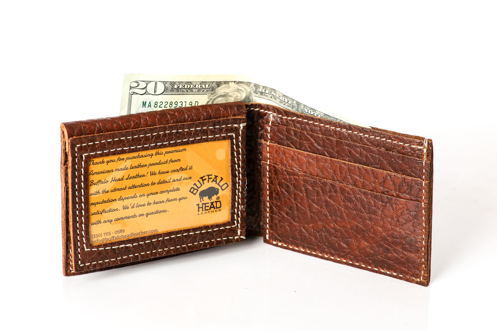 George Men's Genuine American Bison Leather Bifold Wallet with Wing, River  Tan, Ages 16 to 99 