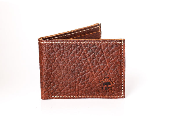 American Bison Men's Bifold Wallet Rich Brown Hand Made in USA