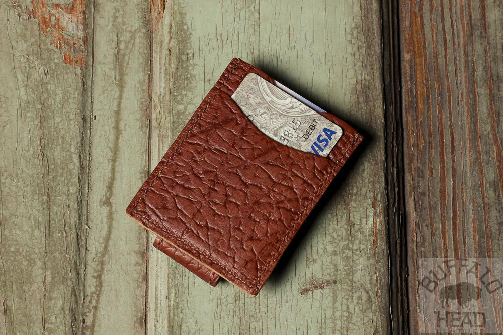 Exclusive Leather Card Holder with Money Clip Brown