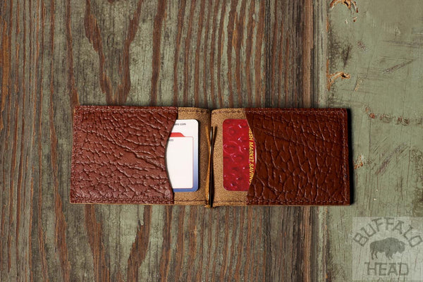 American Bison Comfort Slim Mini Wallet - Rich Brown - Hand Made in USA