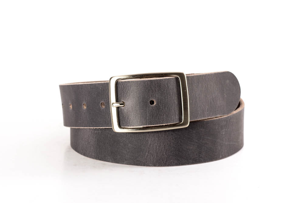 mens gray leather dress belt Full Grain Genuine Buffalo 1 1/2" Vintage Gray men's or women's Casual Belt 52 / Gray