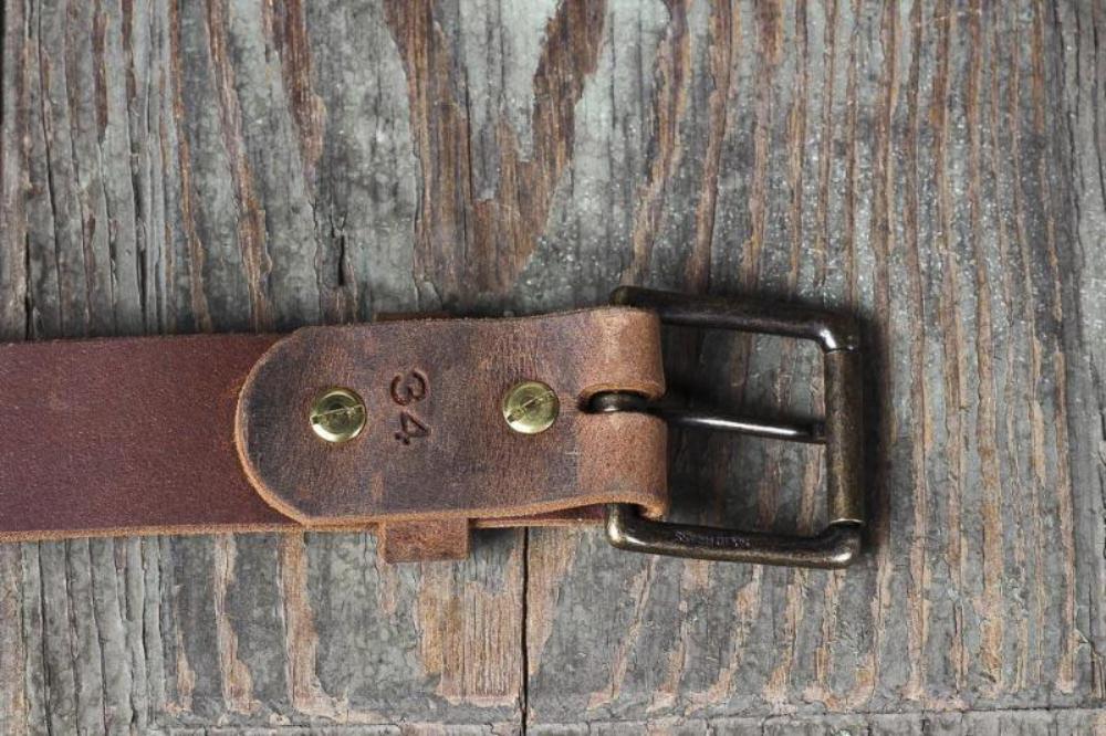 Leather Belt Removable Buckle Vintage Style Brown Leather 