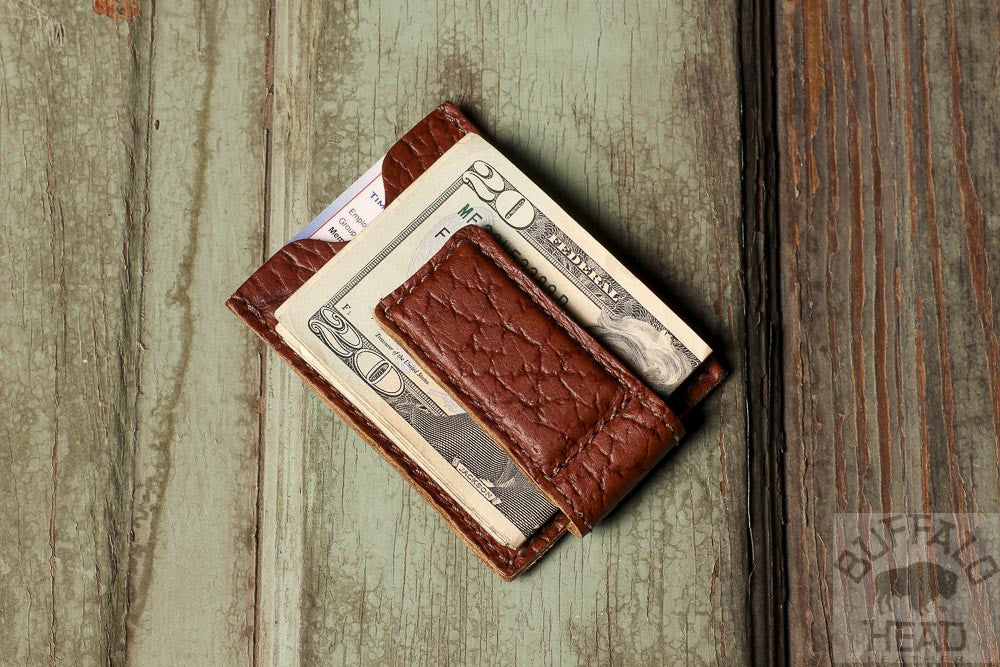 American Bison Magnetic Money clip Wallet - Rich Brown - Made in