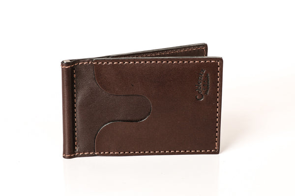 ComfortSlim Mini Wallet Dark Brown Hand Made in USA - Buffalo Head Leather
