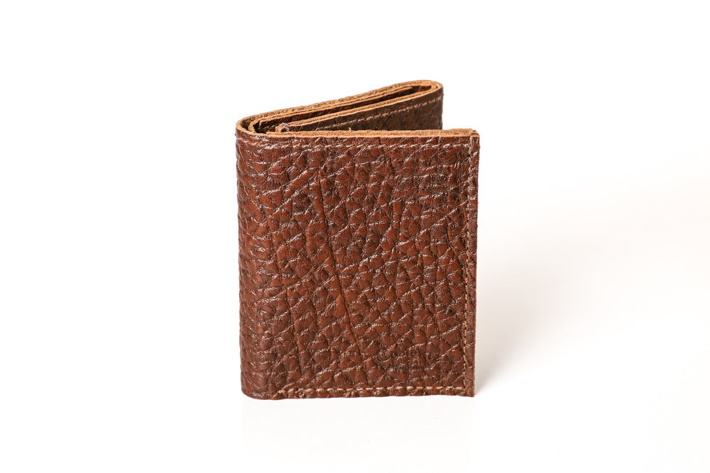 George Men's Genuine American Bison Leather Trifold Wallet